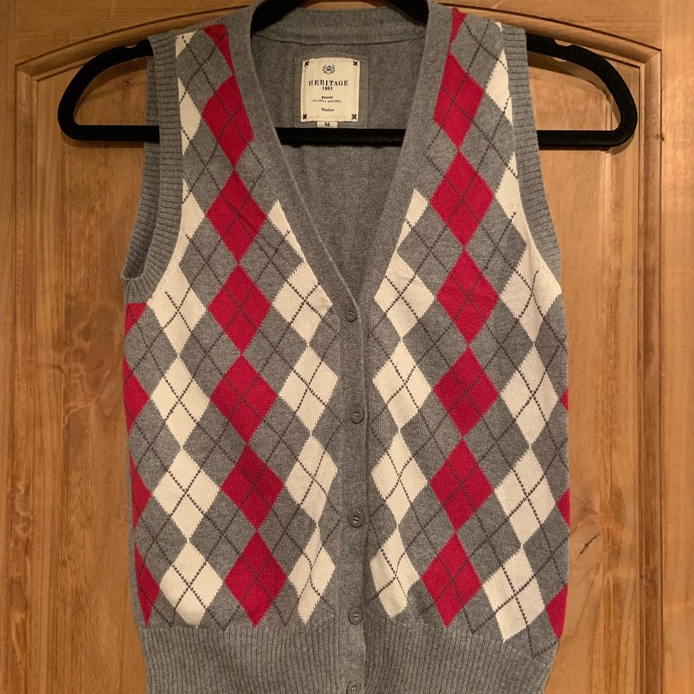 Argyle cardigan sweater vest!